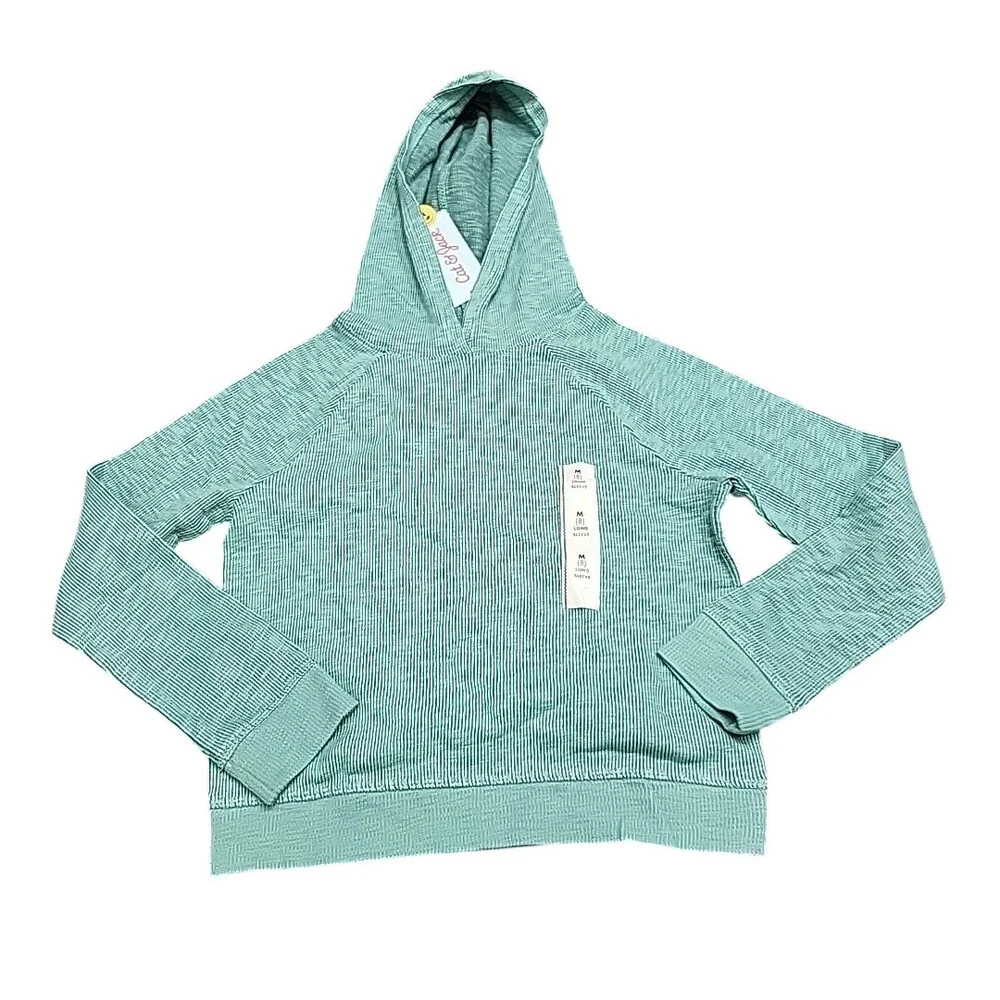 Kids Girls Long Sleeves Lightweight Pullover Hoodie Medium Size Ocean Green